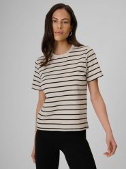 4F T-shirt relaxed z nadrukiem damski - kremowy XL. Białe t-shirty damskie 4F, xl, bez wzorów, z bawełny, bez kołnierzyka. Za 69.99 zł.