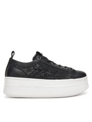 KARL LAGERFELD Sneakersy KL65011F Czarny. Czarne obuwie sportowe damskie KARL LAGERFELD, ze skóry, bez zapięcia. W wyprzedaży za 549.99 zł.