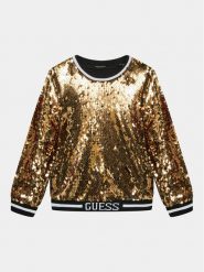 Guess Bluza J3BQ27 WEXY0 Złoty Regular Fit. Żółte bluzy dziewczęce Guess, z aplikacjami, z syntetyku, bez ramiączek, bez kaptura. Za 219.99 zł.