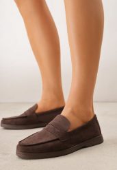 Ciemnobrązowe Klasyczne Mokasyny VICES z Imitacji Zamszu ze Skórzaną Wkładką Haliris. Brązowe mokasyny damskie Born2be, z jeansu, bez obcasa. Za 89.99 zł.
