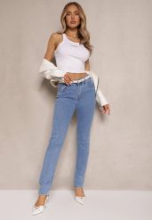 Jasnoniebieskie Jeansy Typu Skinny z Bawełną High Waist Novorine. Niebieskie jeansy damskie Renee, bez wzorów, z bawełny, z podwyższonym stanem. Za 69.99 zł.