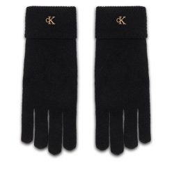 Rękawiczki Calvin Klein. Czarne rękawiczki damskie Calvin Klein, bez wzorów, z dzianiny. Za 249.99 zł.