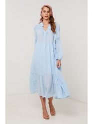 Lin Passion Sukienka w kolorze błękitnym rozmiar: 38/40. Niebieskie sukienki damskie Lin Passion, bez wzorów, z bawełny, klasyczne, bez ramiączek. Za 152.99 zł.