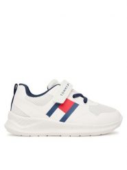 Tommy Hilfiger Sneakersy Flag Low Cut Lace-Up/Velcro T1X9-34369-1843 M Biały. Białe buty sportowe chłopięce Tommy Hilfiger, ze skóry, bez zapięcia. Za 319.99 zł.