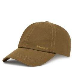 Czapka z daszkiem Barbour. Brązowe czapki z daszkiem damskie Barbour, bez wzorów. Za 109.99 zł.