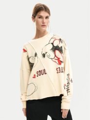Desigual Bluza Muak Mickey 26SWSK17 Beżowy Relaxed Fit. Brązowe bluzy damskie Desigual, s, bez wzorów, z bawełny, bez kaptura. Za 489.99 zł.