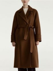 Płaszcz z wełną Manteco - brązowy. Brązowe płaszcze damskie Reserved, l, bez wzorów, z tkaniny, bez kaptura. Za 599.99 zł.