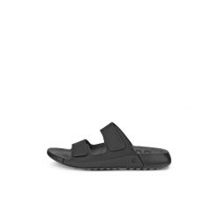 Kobiece klapki na koturnie Ecco Cozmo Strap. Czarne klapki damskie ECCO, bez wzorów, z materiału, bez obcasa, na koturnie, bez zapięcia. Za 481.00 zł.
