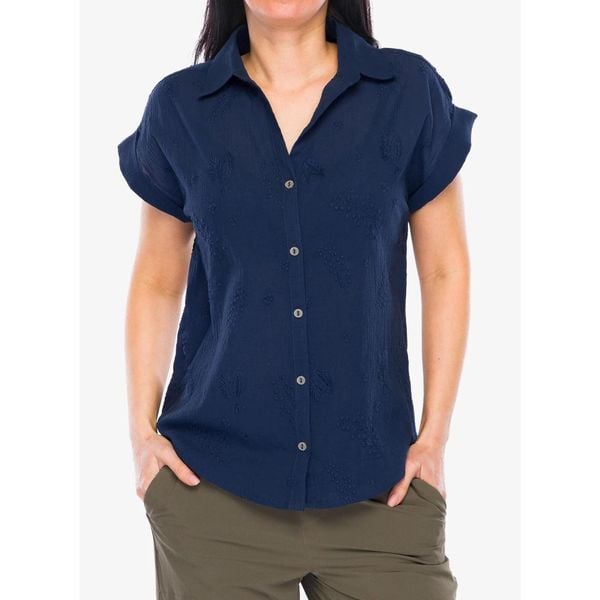 Koszula turystyczna damska Royal Robbins Oasis S/S. Niebieskie koszule damskie ROYAL ROBBINS, s, bez wzorów, bez kołnierzyka, bez ramiączek. Za 266.99 zł.