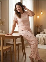 Bawełniana piżama dwuczęściowa z motywem wiśni - różowy. Czerwone piżamy damskie Sinsay, bez wzorów, z bawełny, bez ramiączek. Za 29.99 zł.