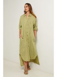 Fleur de Lin Sukienka w kolorze khaki rozmiar: XL. Brązowe sukienki damskie Fleur de Lin, bez wzorów, bez ramiączek. Za 245.45 zł.