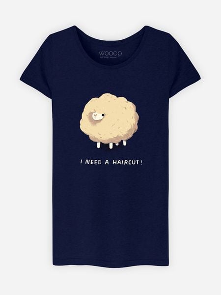WOOOP Koszulka "Haircut Sheep" w kolorze granatowym rozmiar: XXL. Niebieskie koszulki damskie Wooop, xxl, bez wzorów, z bawełny, bez kołnierzyka, bez ramiączek. Za 56.66 zł.