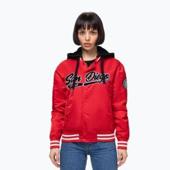 Kurtka damska Pitbull Angela San Diego Hooded Varsity. Czerwone kurtki damskie PITBULL, s, bez wzorów, z nylonu, bez kaptura. Za 179.99 zł.