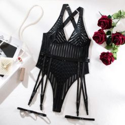 Body z pasem do pończoch na romantyczne wieczory Annelotte. Czarne body i gorsety Intica, bez wzorów, z materiału. Za 119.00 zł.