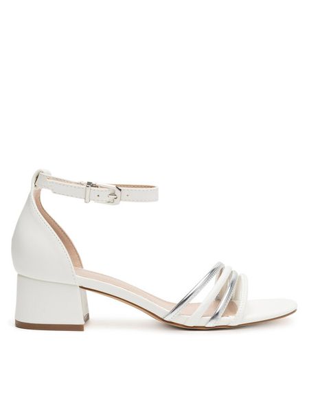 JENNY Sandały LS6026-06 Biały. Białe sandały damskie Jenny, bez wzorów, z materiału, bez obcasa, na słupku, bez zapięcia. Za 129.99 zł.