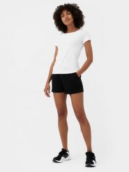 4F Spodenki dresowe damskie L. Czarne szorty damskie 4F, bez wzorów, z bawełny. W wyprzedaży za 29.99 zł.