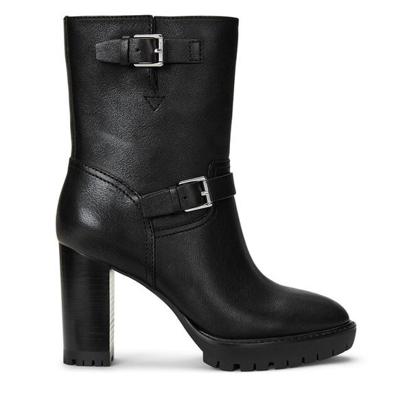 Botki LAUREN RALPH LAUREN. Czarne botki damskie Lauren Ralph Lauren, bez obcasa, na słupku, bez zapięcia. Za 599.99 zł.
