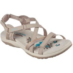 Sandały damskie Skechers Reggae Slim Sun Array. Brązowe sandały damskie Skechers, bez wzorów, z materiału, bez obcasa, bez zapięcia. Za 390.00 zł.