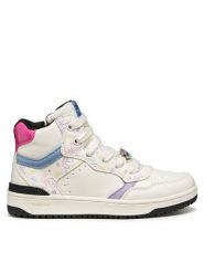 Geox Sneakersy J Washiba J56HXD 05404 C0653 S Biały. Białe buty sportowe dziewczęce Geox, ze skóry, bez zapięcia. Za 189.99 zł.