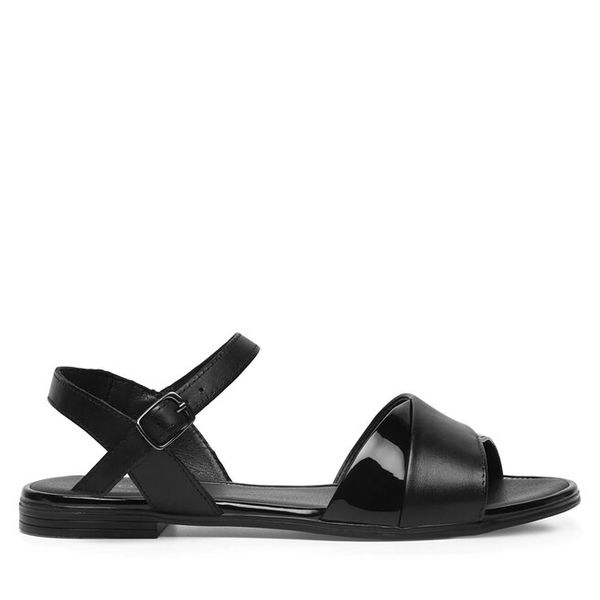 Sandały Lasocki. Czarne sandały damskie Lasocki, bez wzorów, bez obcasa, na płaskiej podeszwie, bez zapięcia. Za 99.99 zł.