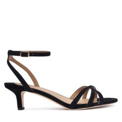 Sandały LAUREN RALPH LAUREN. Czarne sandały damskie Lauren Ralph Lauren, bez wzorów, bez obcasa, na szpilce, bez zapięcia. Za 729.99 zł.