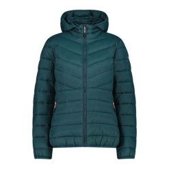 Kurtka puchowa z kapturem, ocieplana 3M dla kobiet CMP. Zielone kurtki damskie CMP, m, bez wzorów, z puchu, z kapturem. Za 507.65 zł.