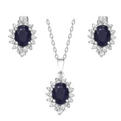 KATE komplet srebrnej biżuterii szafiry kolczyki naszyjnik. Szare naszyjniki damskie Enaya, z cyrkonią, srebrne. Za 854.00 zł.