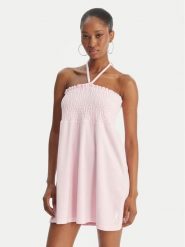 Juicy Couture Sukienka letnia Smocked Terry JCGED126007 Różowy Regular Fit. Czerwone sukienki damskie Juicy Couture, bez wzorów, z bawełny, bez ramiączek. Za 299.99 zł.