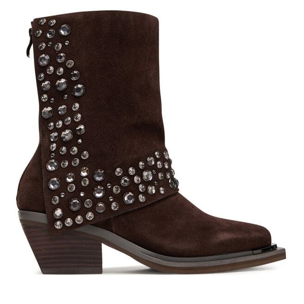 Kowbojki Alma En Pena. Brązowe botki damskie Alma En Pena, bez obcasa, na słupku, bez zapięcia. Za 709.99 zł.