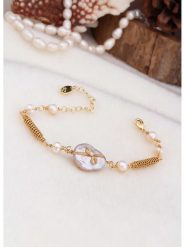 L'Atelier de Gaia Pozłacana bransoletka z perłami i masą perłową rozmiar: onesize. Białe bransoletki damskie L'Atelier de Gaia, pozłacane. Za 100.28 zł.