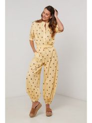 Lin Passion Spodnie materiałowe w kolorze żółtym rozmiar: 34/36. Żółte spodnie materiałowe damskie Lin Passion, bez wzorów, z bawełny. Za 108.99 zł.