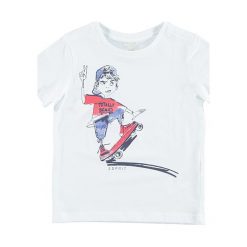 Koszulka w kolorze białym. Białe t-shirty i koszulki chłopięce ESPRIT, z bawełny, z okrągłym kołnierzem. W wyprzedaży za 27.95 zł.