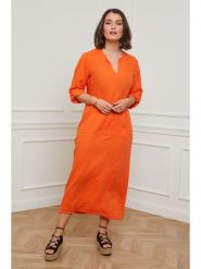 Curvy Lady Lniana sukienka w kolorze pomarańczowym rozmiar: 48/50. Pomarańczowe sukienki damskie Curvy Lady, bez wzorów, ze lnu, klasyczne, bez ramiączek. Za 180.91 zł.