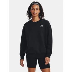 Bluza fitness damska UNDER ARMOUR Icon Fleece Oversized Crew. Czarne bluzy damskie Under Armour, s, bez wzorów, bez kaptura. Za 177.29 zł.