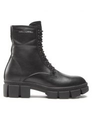 KARL LAGERFELD Botki KL43250 Czarny. Czarne botki damskie KARL LAGERFELD, ze skóry, bez obcasa, na płaskiej podeszwie, bez zapięcia. Za 1,159.00 zł.