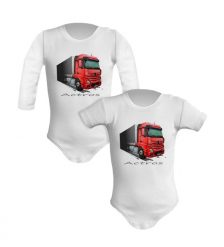 Mercedes-Benz Actros — body (Rozmiar: 3M; Długość rękawa: długi; Rodzaj nadruku: Mercedes-Benz Actros). Body niemowlęce nikiniki, bez wzorów, z bawełny, bez kołnierzyka, bez ramiączek. Za 59.00 zł.