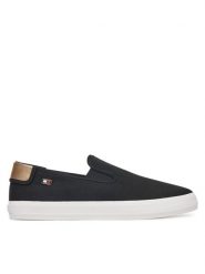 Tommy Hilfiger Tenisówki Vulc Canvas Slip-On Sneaker FW0FW08645 Czarny. Czarne trampki damskie Tommy Hilfiger, bez wzorów, z materiału, bez zapięcia. Za 179.99 zł.