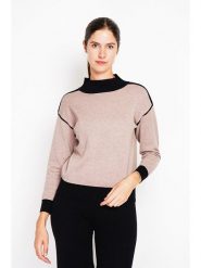 William de Faye Sweter w kolorze beżowo-czarnym rozmiar: 36. Brązowe swetry klasyczne damskie William de Faye, bez kołnierzyka. Za 104.99 zł.