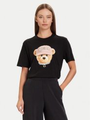 Guess T-Shirt V5BI09 I3Z14 Czarny Relaxed Fit. Czarne t-shirty damskie Guess, xs, z aplikacjami, z bawełny, bez kołnierzyka. Za 139.99 zł.