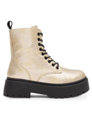 Jenny Fairy Trzewiki CONNY H13123-1A Złoty. Żółte botki damskie Jenny Fairy, z syntetyku, bez obcasa, na płaskiej podeszwie, bez zapięcia. Za 179.99 zł.