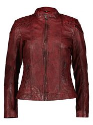 7eleven Skórzana kurtka "Georgina" w kolorze bordowym rozmiar: 34. Czerwone kurtki damskie 7eleven, bez wzorów, ze skóry, bez kaptura. Za 434.99 zł.