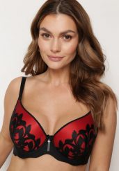 Czarno-Czerwony Biustonosz Full Cup z Delikatną Koronką Timaole. Czarne biustonosze Born2be, bez wzorów, z koronki. Za 34.99 zł.