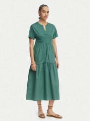 Weekend Max Mara Sukienka letnia Capsula 2615621032 Zielony ciemny Regular Fit. Zielone sukienki damskie Weekend Max Mara, bez wzorów, z bawełny, bez ramiączek. Za 1,209.00 zł.