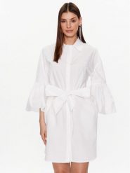 TWINSET Sukienka koszulowa 231TT2045 Biały Regular Fit. Białe sukienki damskie Twinset, bez wzorów, z bawełny, bez ramiączek. Za 1,129.00 zł.