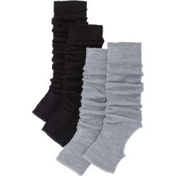 Getry do jogi z wycięciem na piętach (2 pary) bonprix czarny + szary melanż. Czarne legginsy sportowe damskie bonprix, melanż. Za 22.99 zł.