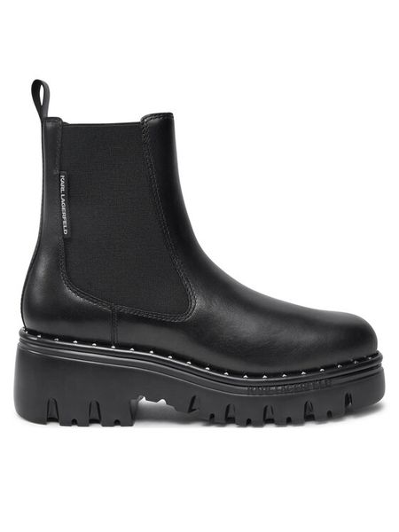 KARL LAGERFELD Sztyblety KL45344 Czarny. Czarne botki damskie KARL LAGERFELD, ze skóry, bez obcasa, na płaskiej podeszwie, bez zapięcia. Za 879.99 zł.