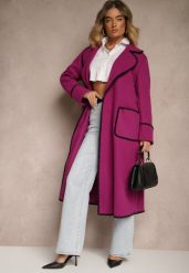 Ciemnoróżowa Bluza z Polarową Podszewką Colda. Czerwone bluzy damskie Born2be, l, bez wzorów, z dresówki, bez kaptura. W wyprzedaży za 43.99 zł.