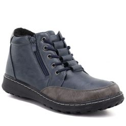 Botki damskie komfortowe granatowe Potocki Z26-90347. Botki damskie POTOCKI, z materiału, bez obcasa, bez zapięcia. Za 209.99 zł.