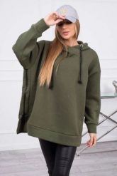 Bluza ocieplana z suwakiem na boku khaki. Brązowe bluzy damskie KESI, l, bez wzorów, z bawełny, bez kaptura. Za 250.94 zł.