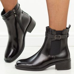 Czarne botki damskie Potocki 12830. Czarne botki damskie POTOCKI, na jesień, z dzianiny, eleganckie, z okrągłym noskiem, bez obcasa, na obcasie, bez zapięcia. Za 229.00 zł.